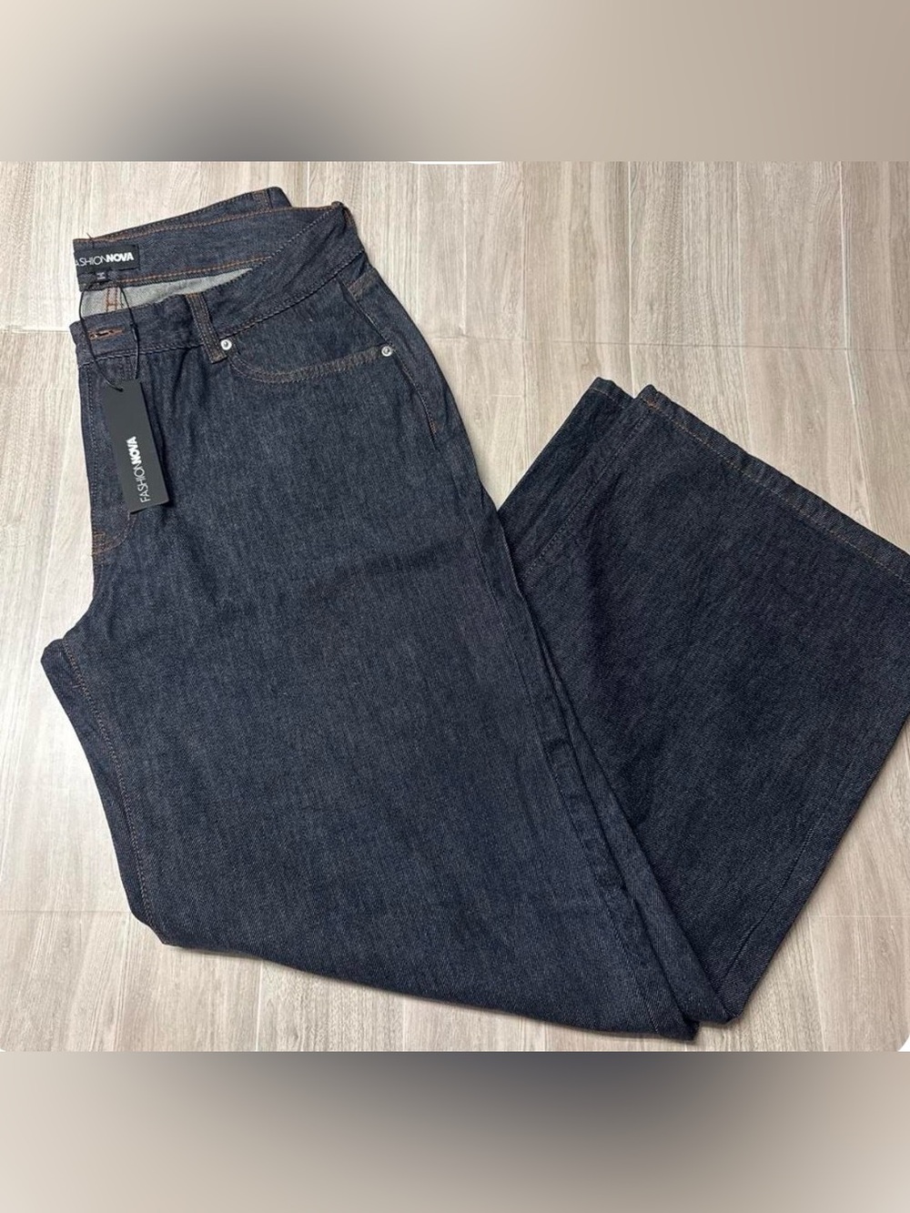 Fashion Nova Dark Indigo wide leg Jeans